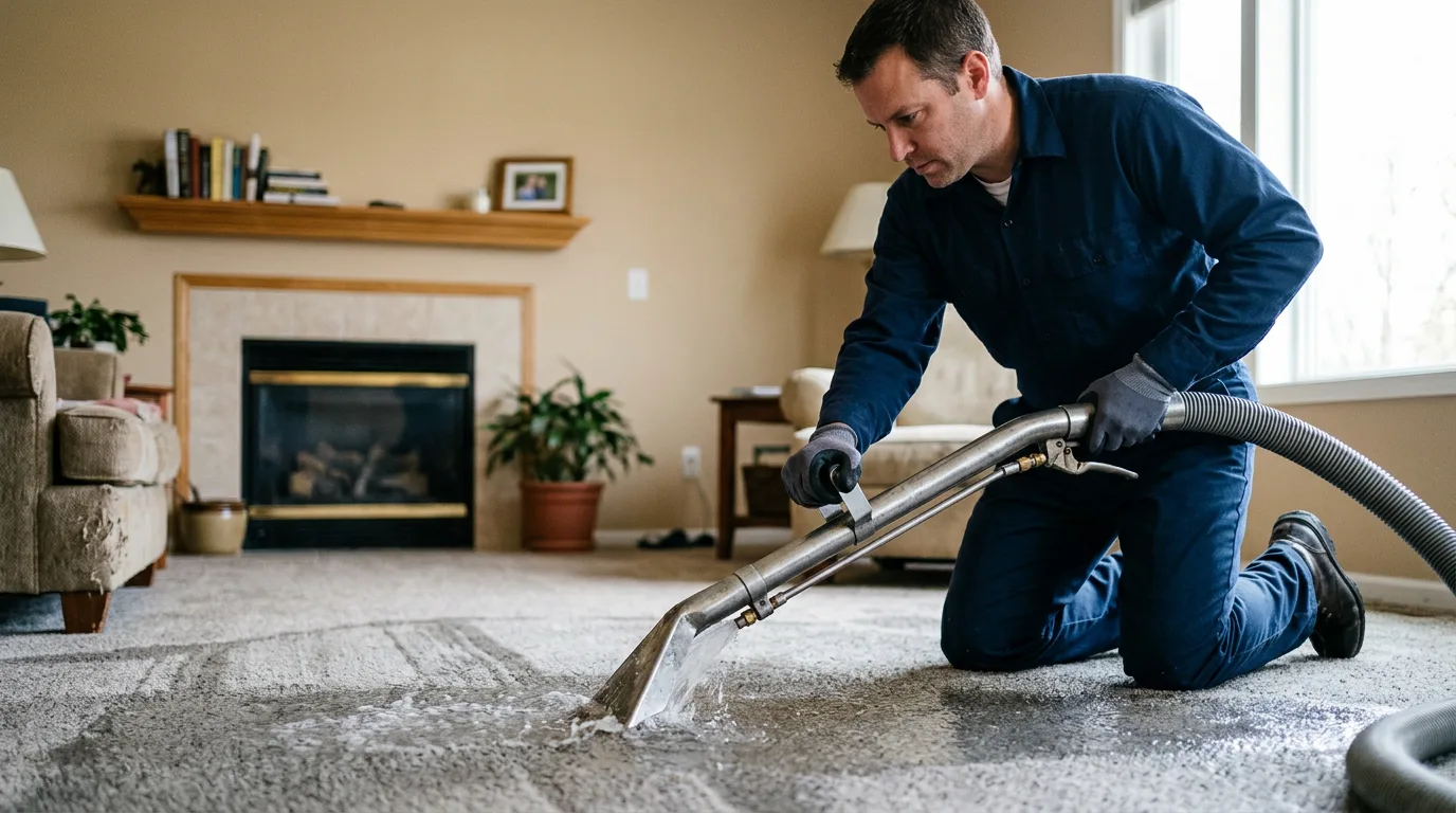 Water damage restoration technician working near Rainbow, TX